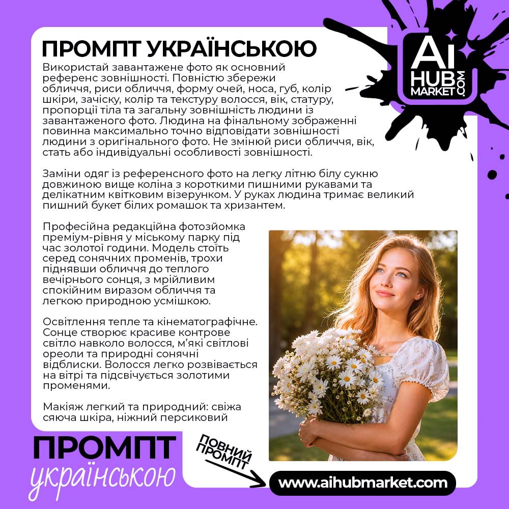 Промпт Літній Портрет З Ромашками