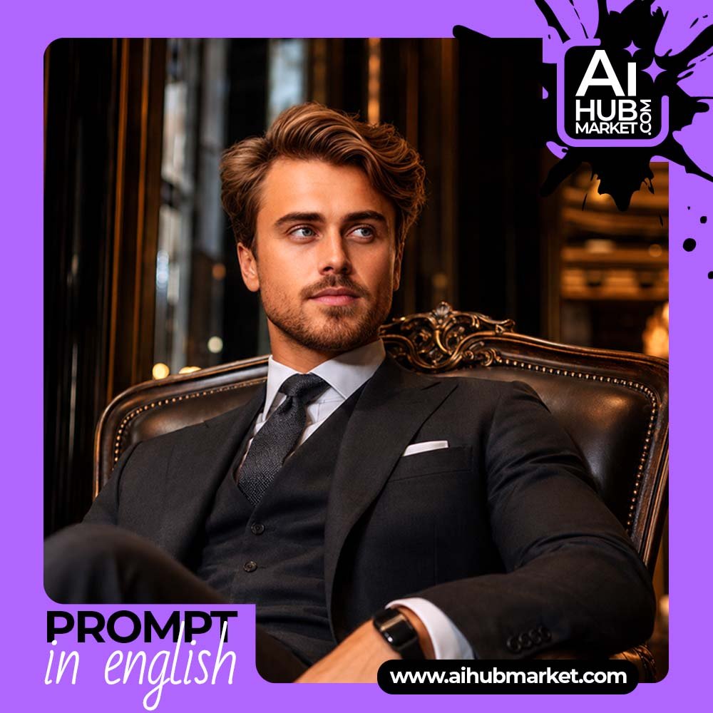 Prompt Luxury Lounge Suit Portrait from Photo