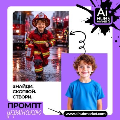 Маленький пожежник біжить по мокрій вулиці