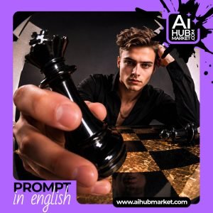 A close-up of a young man with a chess piece, showcasing focus and determination.