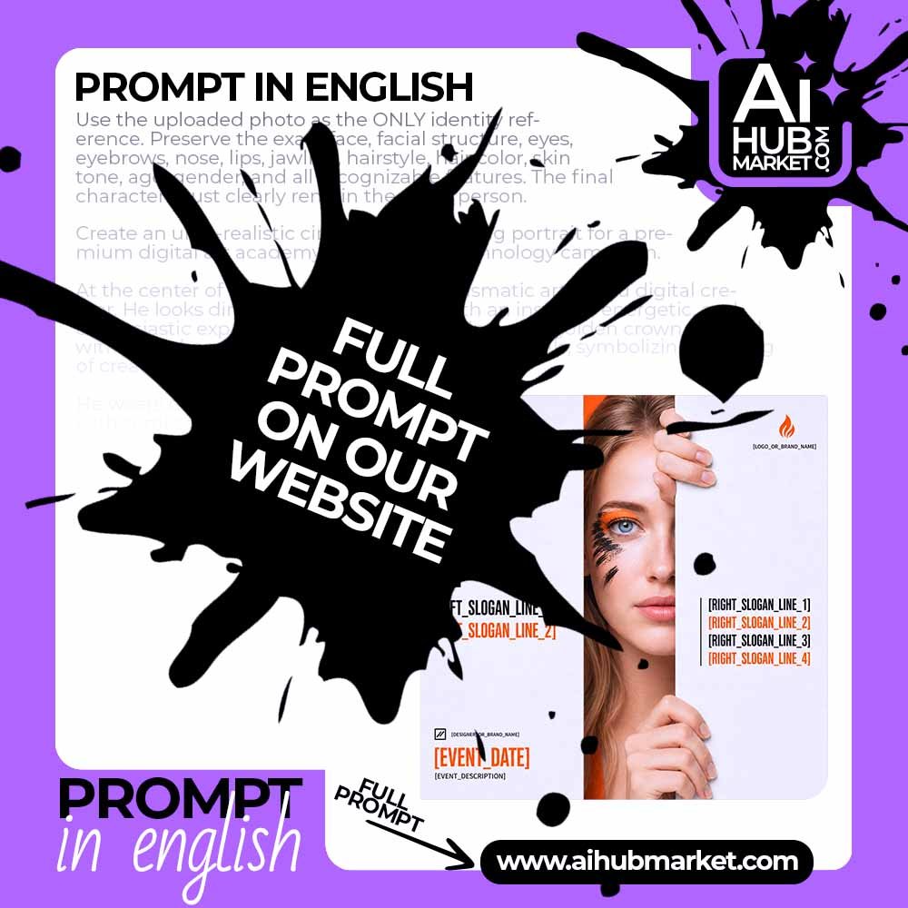 Prompt Minimal Poster with Portrait in a Gap