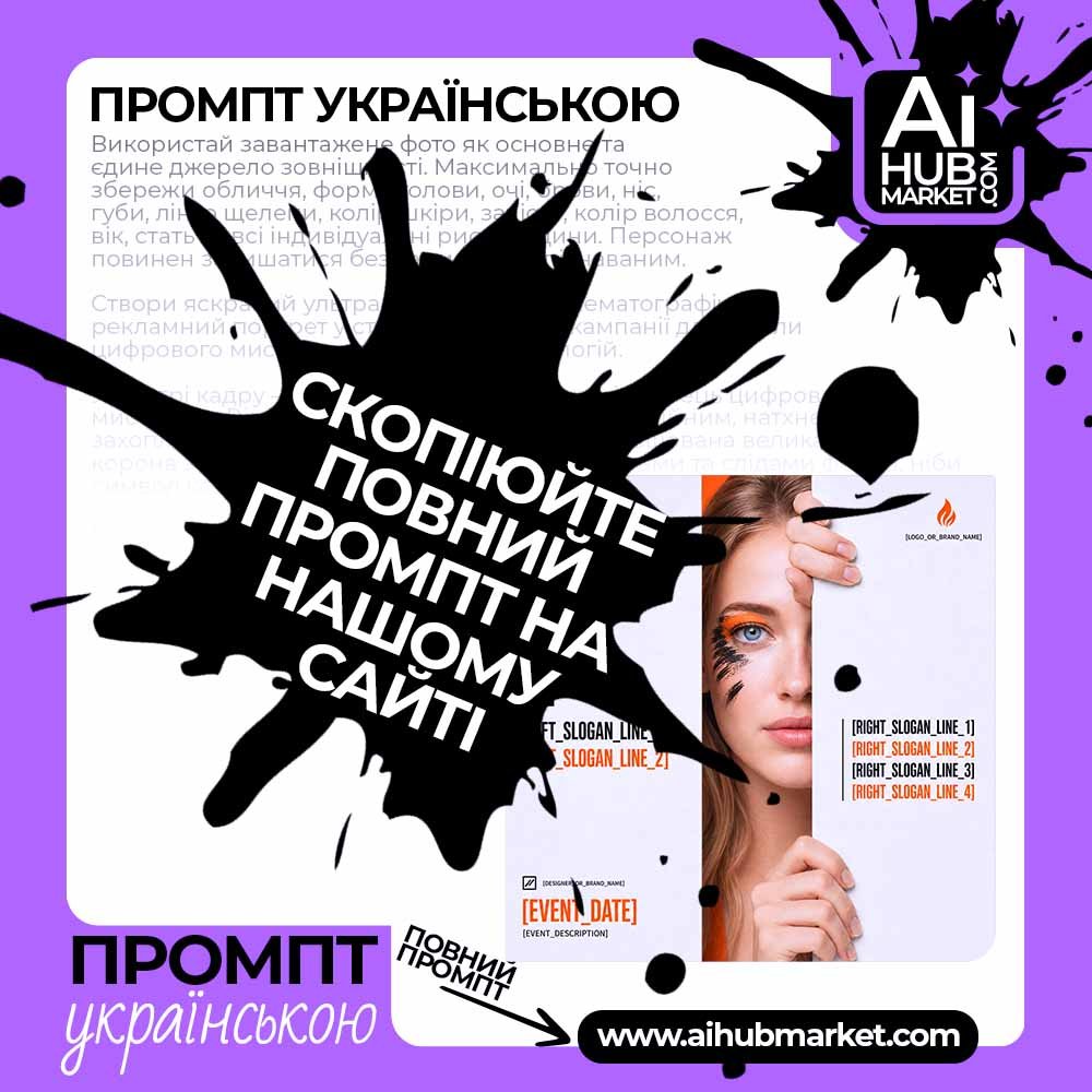 Промпт Мінімалістичний постер із портретом у прорізі