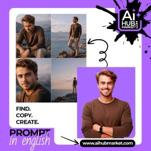 A scenic coastal portrait featuring a young man against a rocky backdrop.