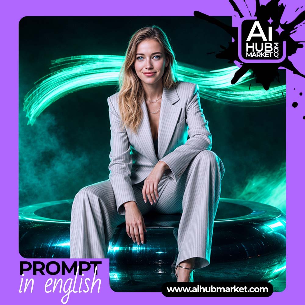 Prompt Neon Fashion Portrait on Glossy Ring