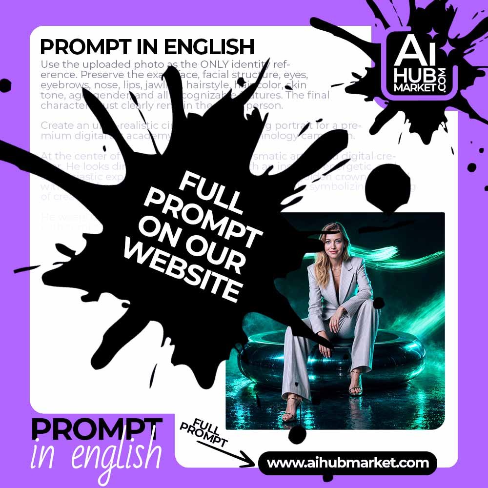 Prompt Neon Fashion Portrait on Glossy Ring