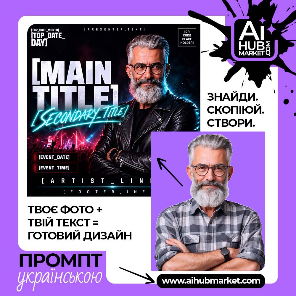 Промпт Неонова клубна афіша з фото