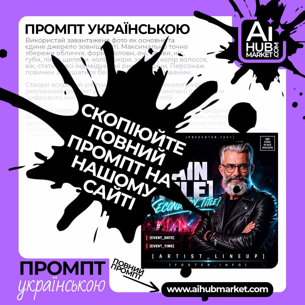 Промпт Неонова клубна афіша з фото
