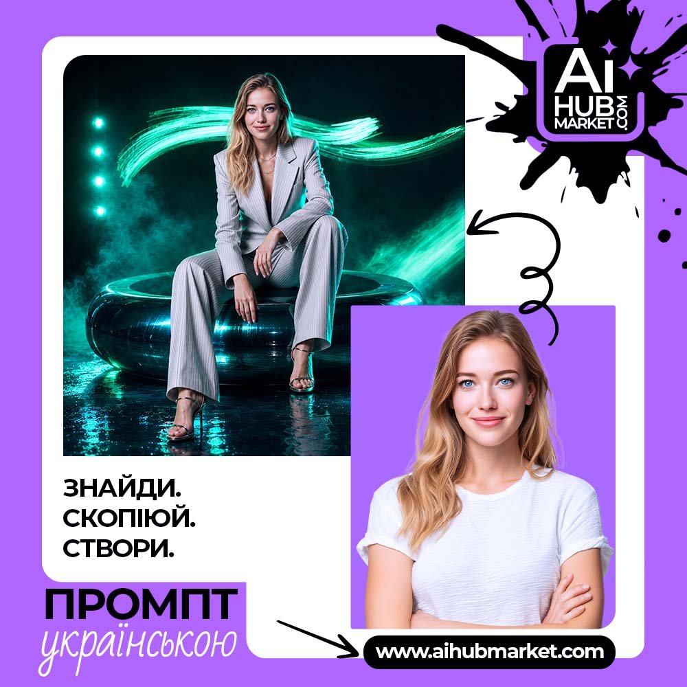 Промпт Неоновий fashion-портрет на глянцевому кільці