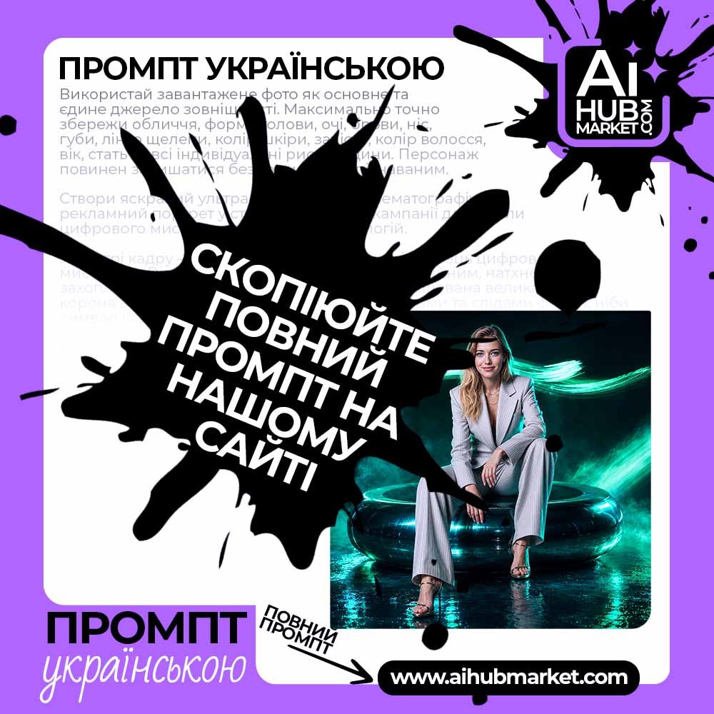 Промпт Неоновий fashion-портрет на глянцевому кільці