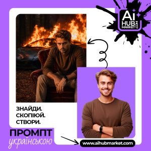 Драматичний портрет чоловіка серед вогню