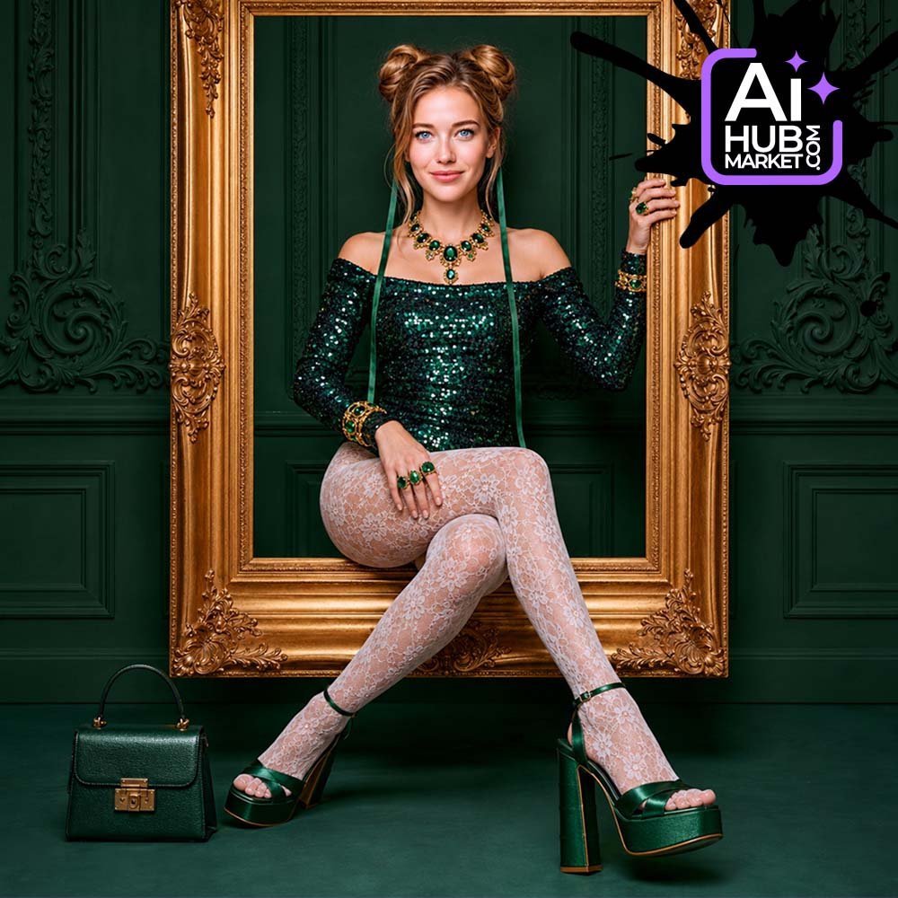Prompt Photo in a Luxury Emerald Frame