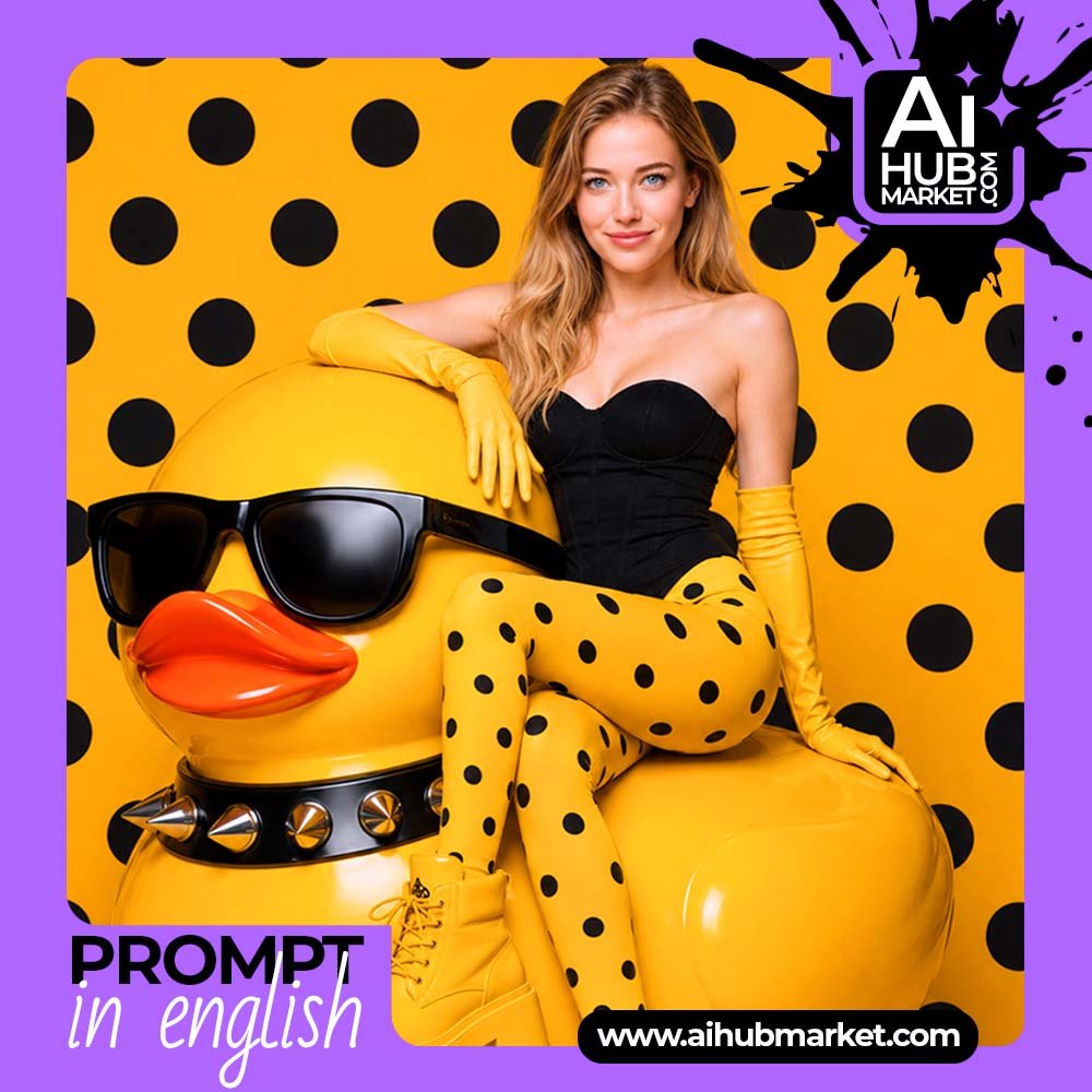Prompt Photo on a Giant Pop Art Duck