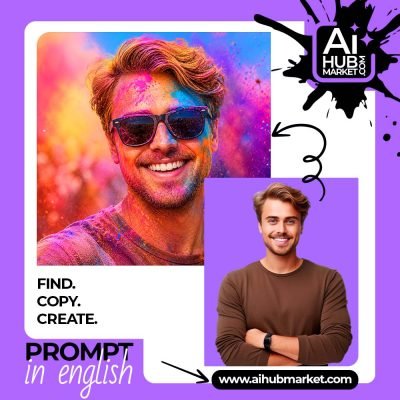 A vibrant portrait of a man covered in color powder at a festival.