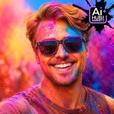 Prompt Photo to Color Powder Festival Portrait — generation result example