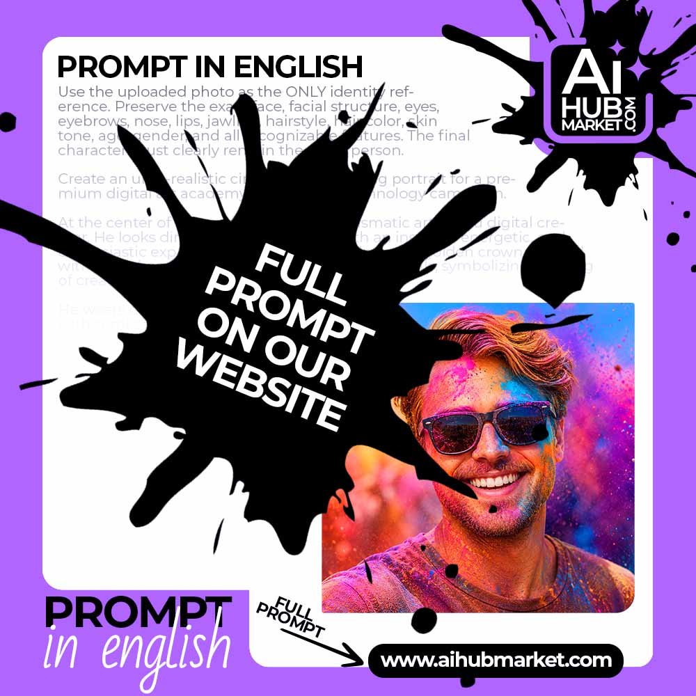 Prompt Photo to Color Powder Festival Portrait