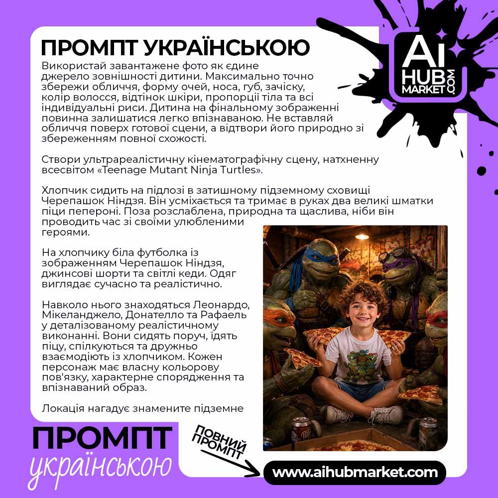 Промпт Піцца З Черепашками Ніндзя