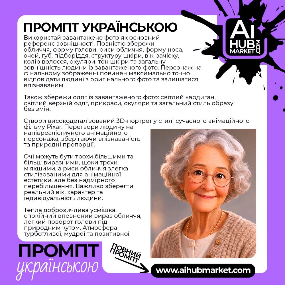 Промпт Pixar Бабуся