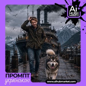 Чоловік на фоні старого корабля
