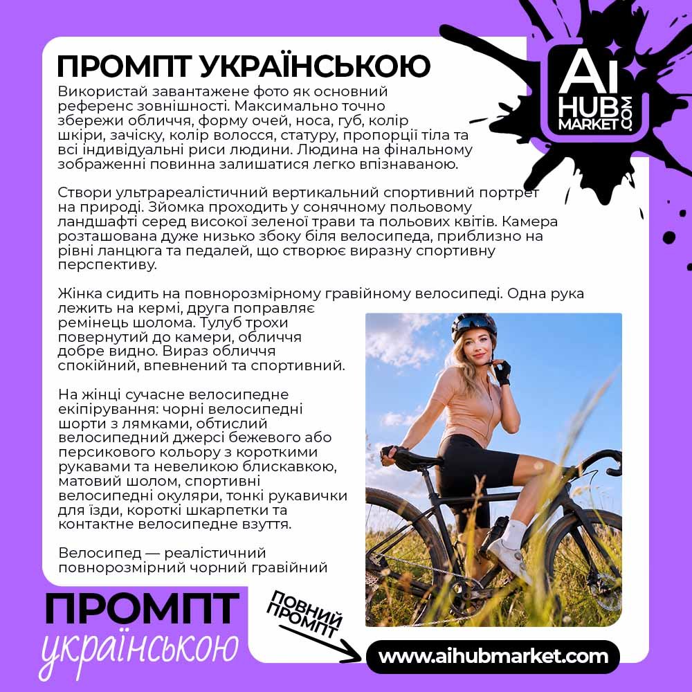 Промпт Польова Фотосесія Велосипедистки