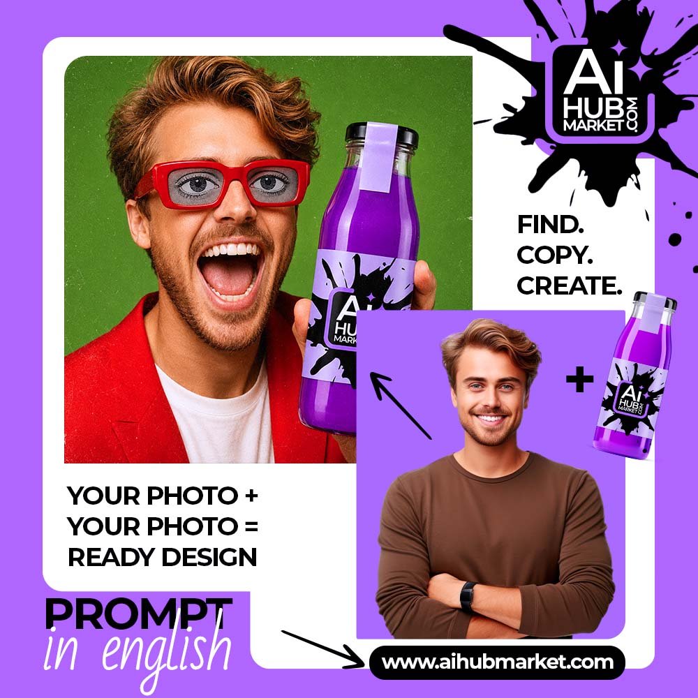 Prompt Pop Ad with Expressive Portrait and Product