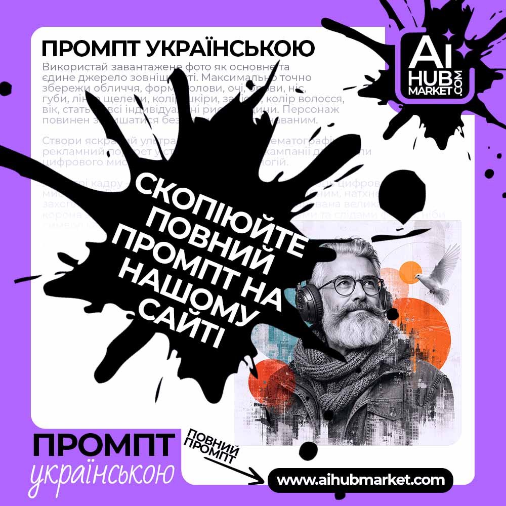 Промпт Портрет у стилі mixed media з голубами