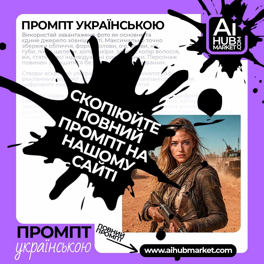 Промпт Постапокаліптична виживальниця пустелі