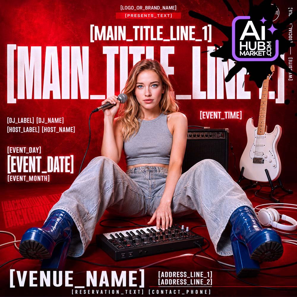 Промпт Постер karaoke night із музичним реквізитом