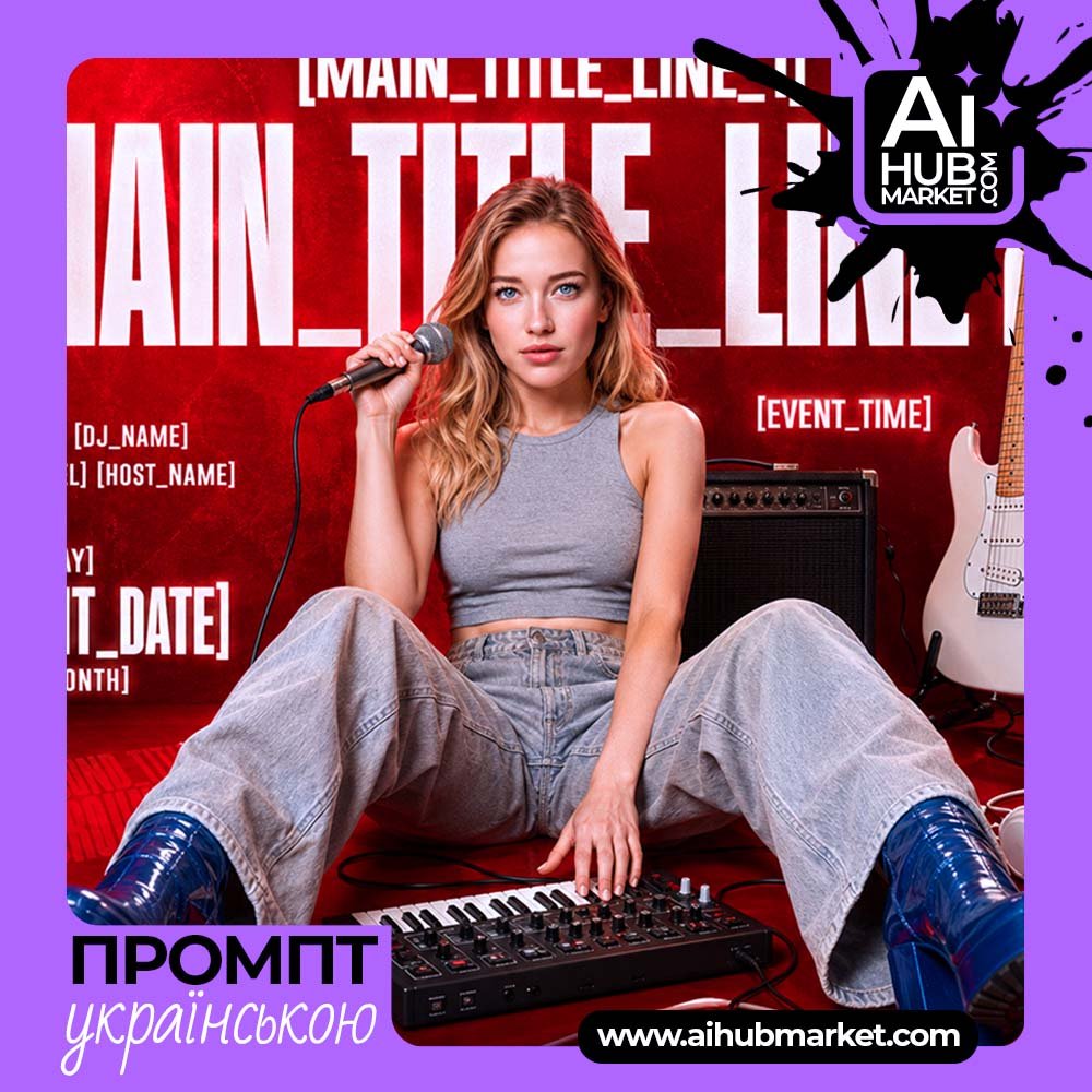 Промпт Постер karaoke night із музичним реквізитом
