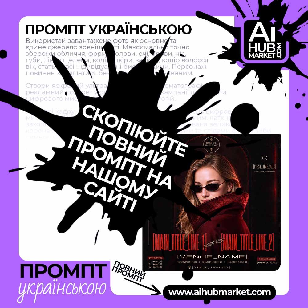Промпт Преміальна luxury-афіша з бордовим портретом