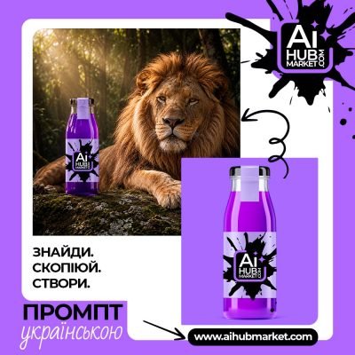 Лев на фоні природи, символ сили та впевненості