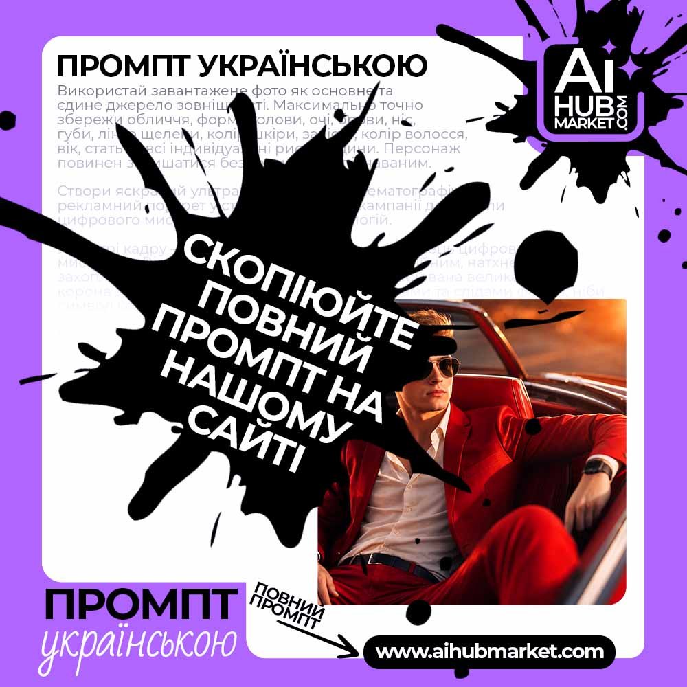 Промпт Преміальний портрет у червоному кабріолеті