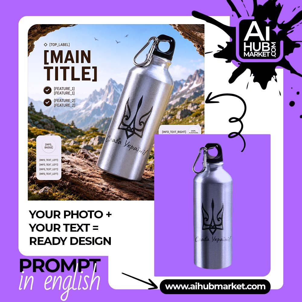 Prompt Product Advertising Poster in the Mountains