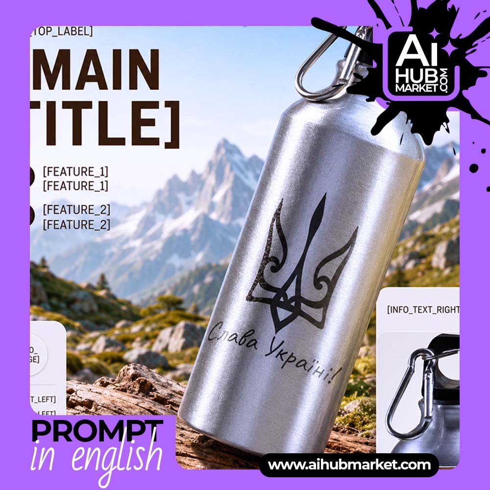 Prompt Product Advertising Poster in the Mountains