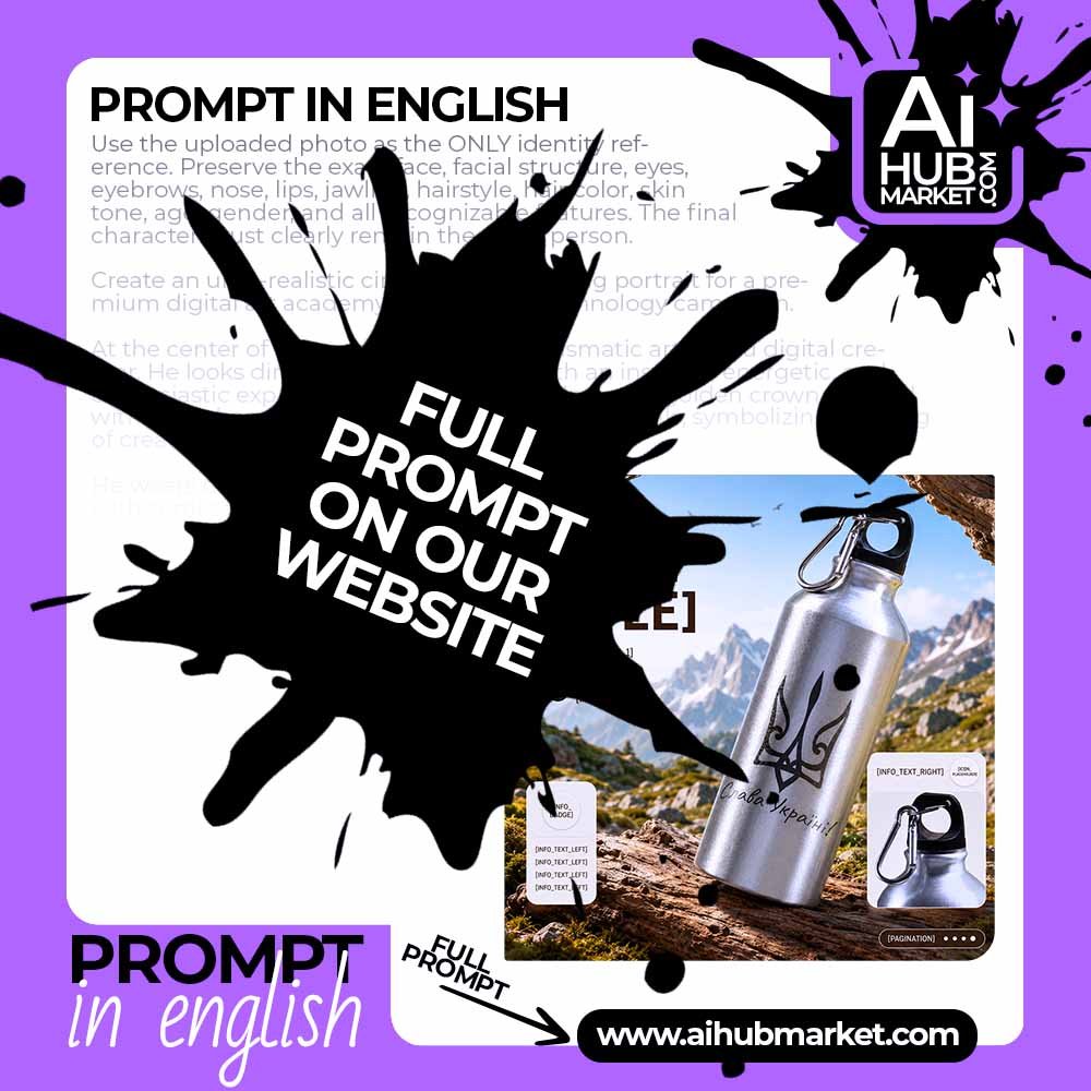 Prompt Product Advertising Poster in the Mountains