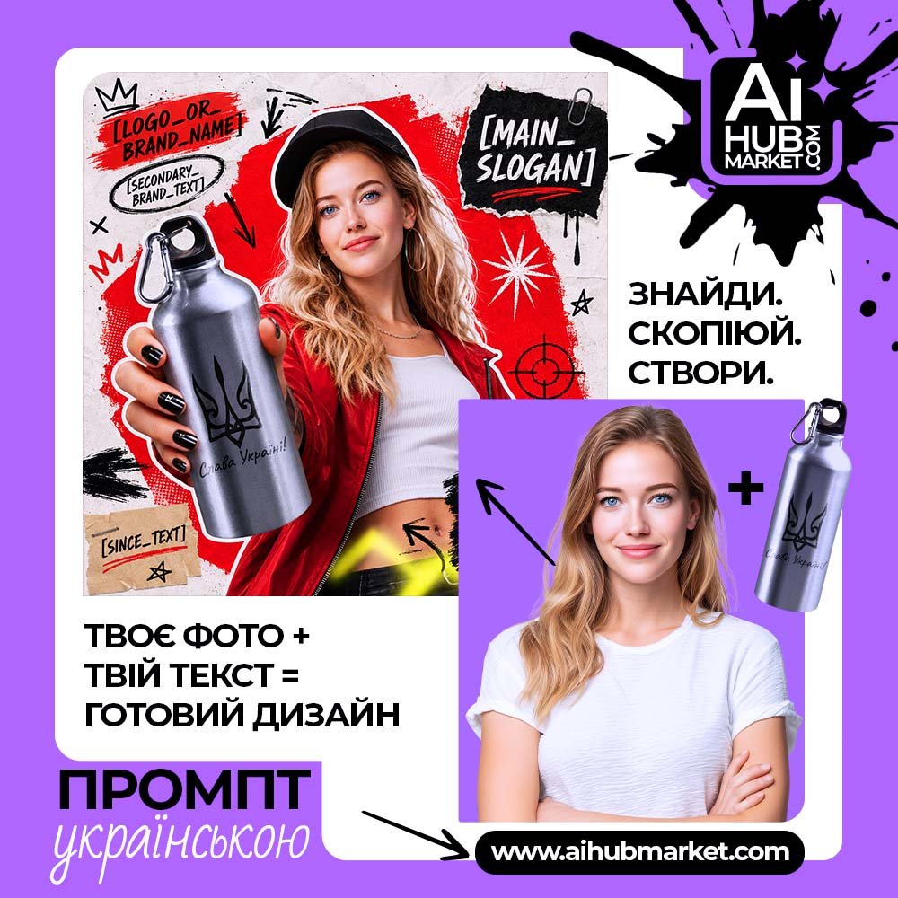 Промпт Рекламний pop-art постер з продуктом і фото