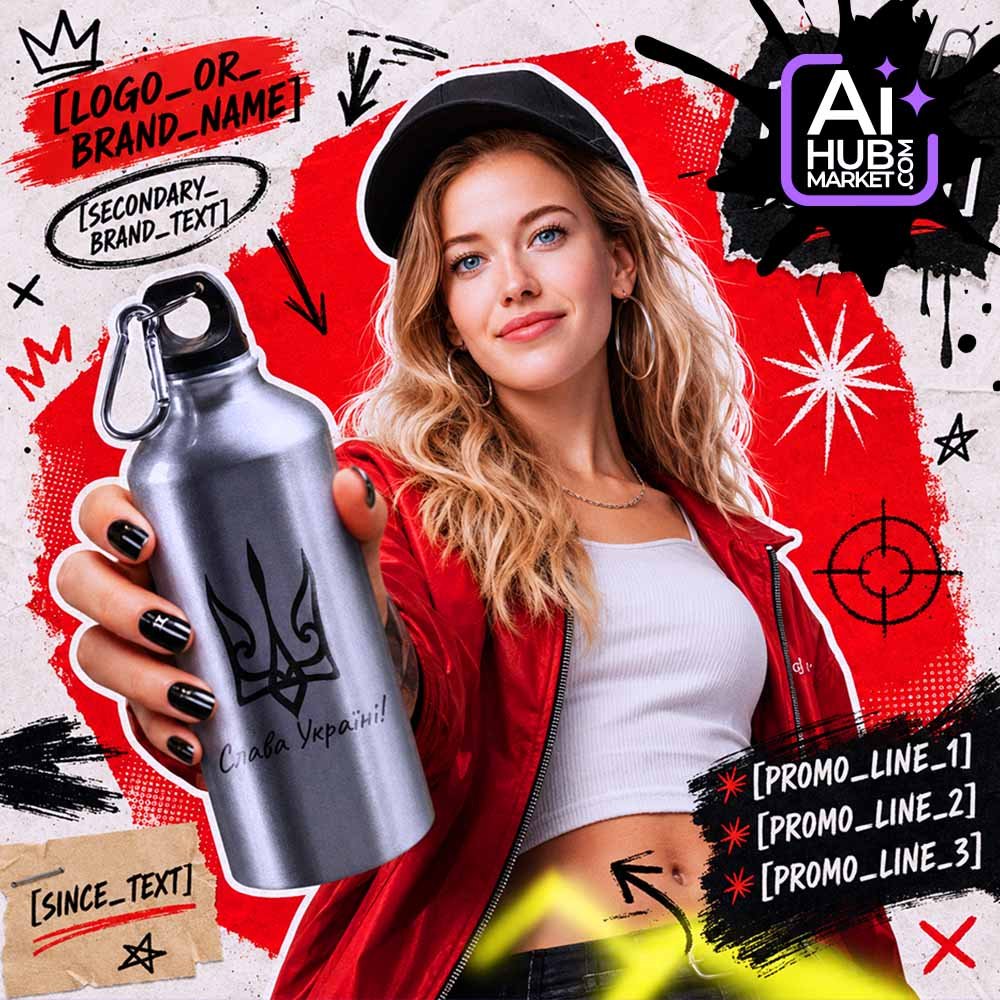 Промпт Рекламний pop-art постер з продуктом і фото