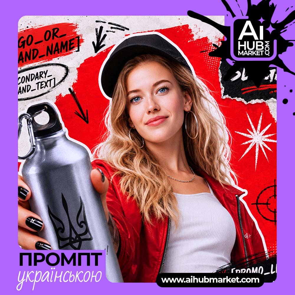 Промпт Рекламний pop-art постер з продуктом і фото