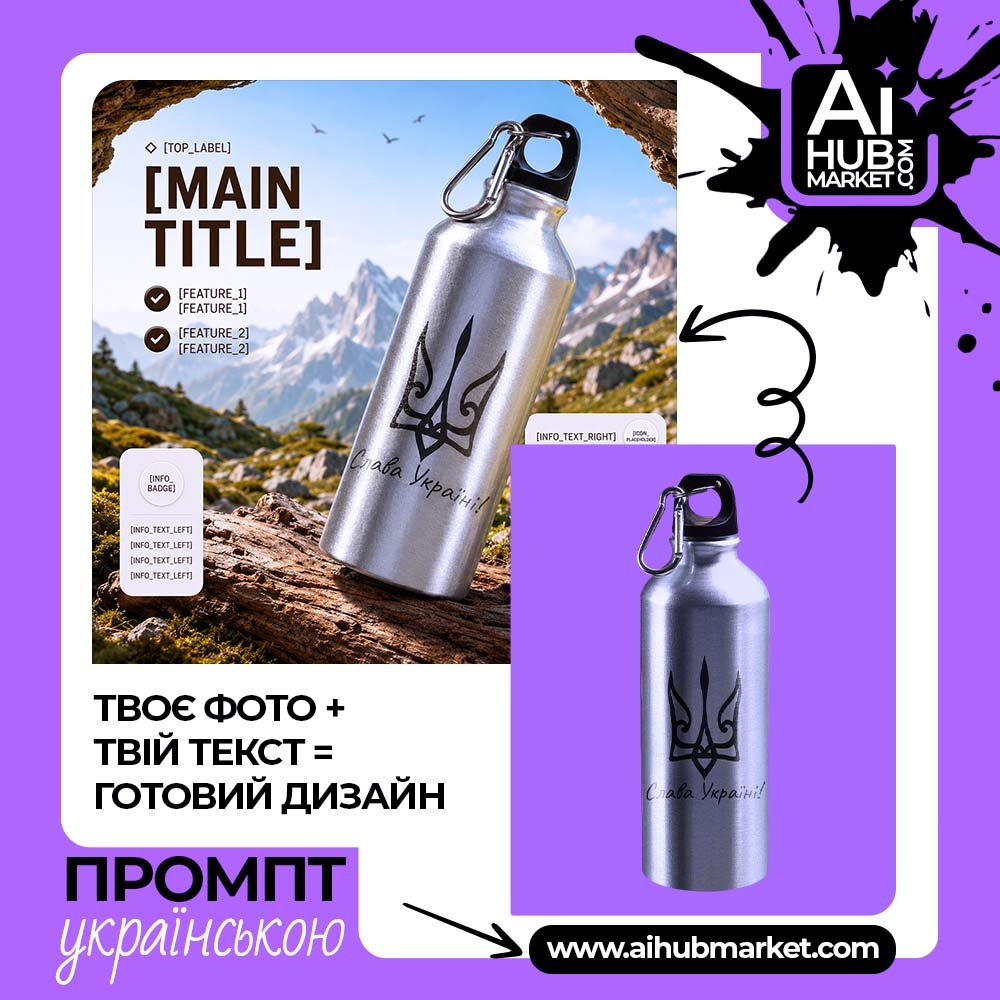 Промпт Рекламний постер товару в горах