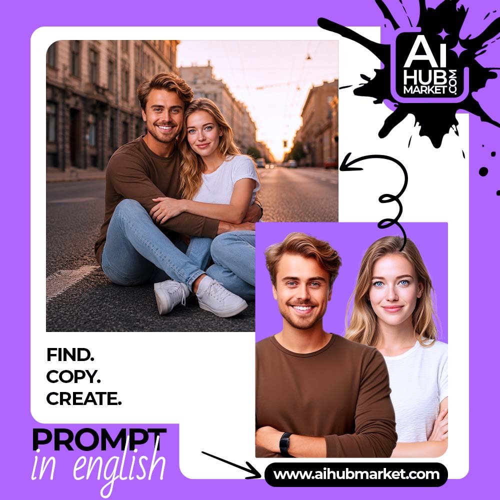 Prompt Romantic Couple on Evening Street