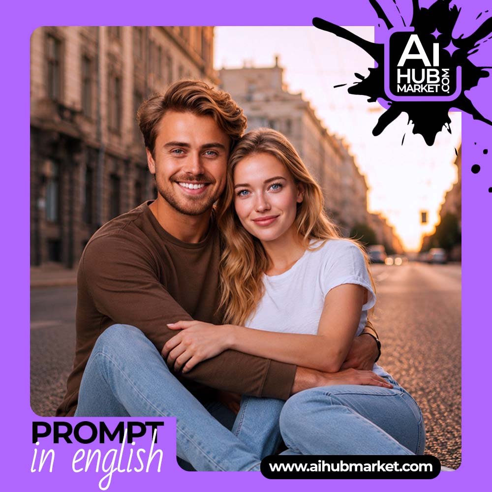 Prompt Romantic Couple on Evening Street