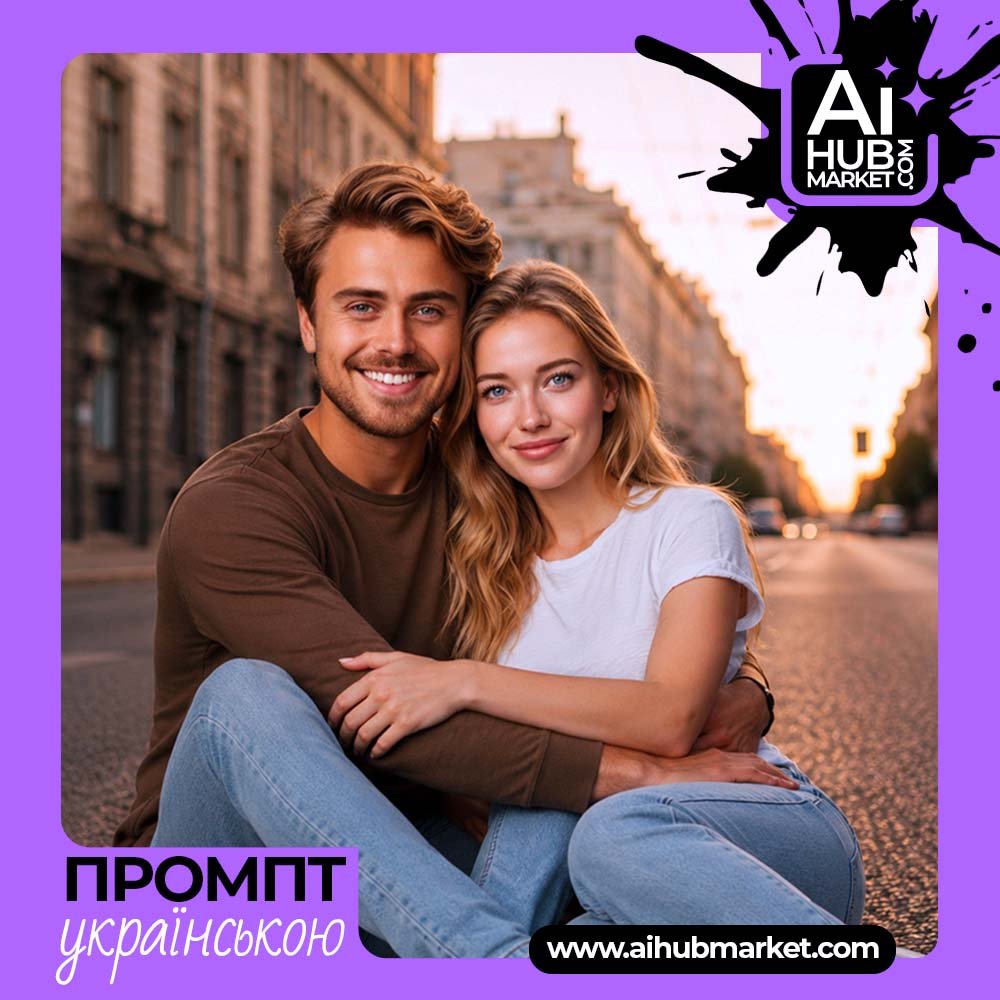 Промпт Романтична пара на вечірній вулиці