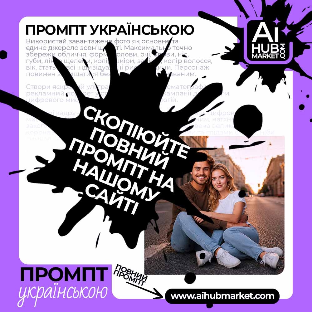 Промпт Романтична пара на вечірній вулиці