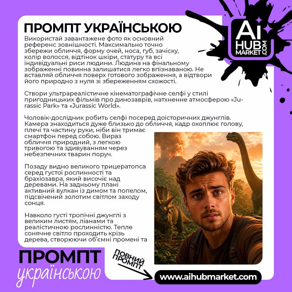 Промпт Селфі Серед Динозаврів
