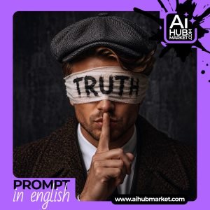 Close-up of a man with a blindfold labeled 'TRUTH' looking mysterious.