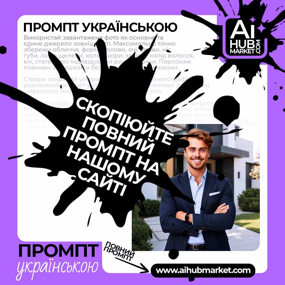 Промпт Сучасний бізнес-портрет біля преміальної нерухомості