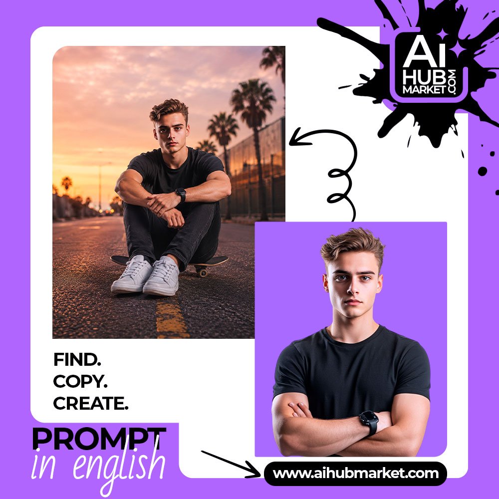 Prompt Sunset Skateboard Portrait