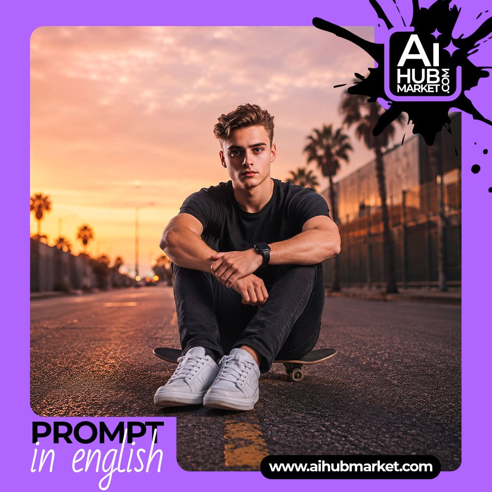 Prompt Sunset Skateboard Portrait