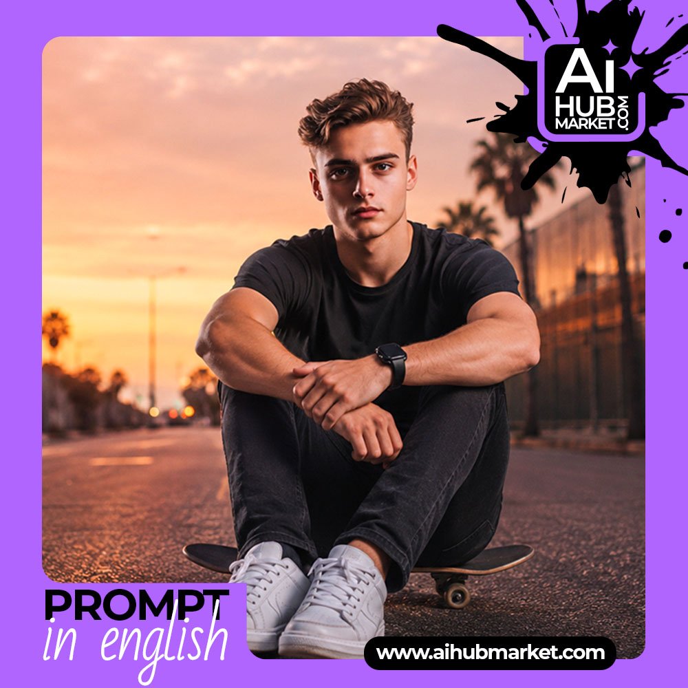 Prompt Sunset Skateboard Portrait