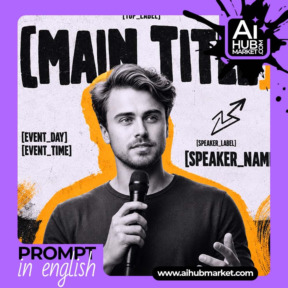 Prompt Urban Speaker Poster with Microphone