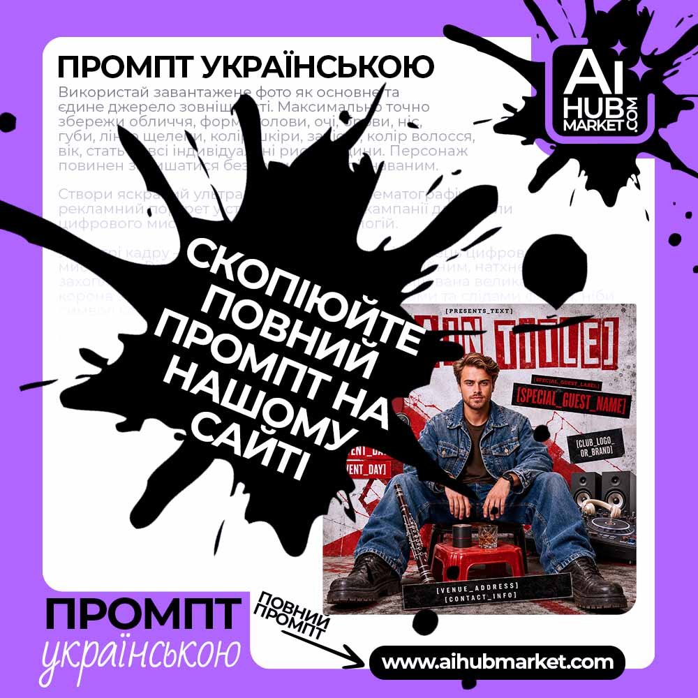 Промпт Урбаністичний клубний постер із джинсовим образом